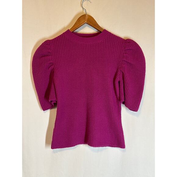 LUCYPARIS VTG Sweater S Fuchsia Puffed Sleeve Cottagecore Coquette Y2K Disco - Picture 1 of 13